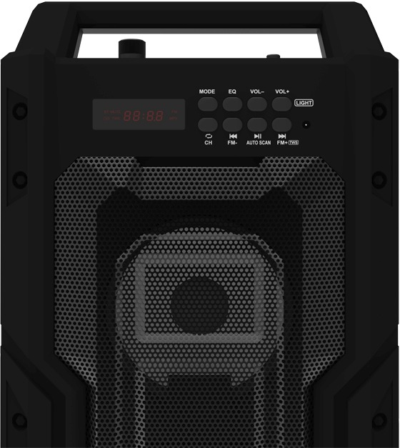 картинка Портативная колонка Ritmix 830B, 20Вт, 1800мАч, Bluetooth, USB, радио, microSD, черный, MP3, подсветка, SP-830B black от магазина Альфанит в Кунгуре