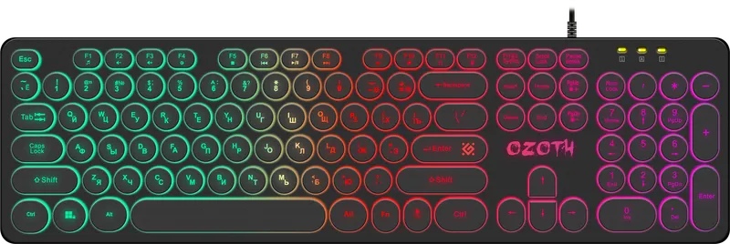 картинка Клавиатура проводная игровая Defender Ozoth GK-106 RU, USB, черный, подсветка, 45106 от магазина Альфанит в Кунгуре