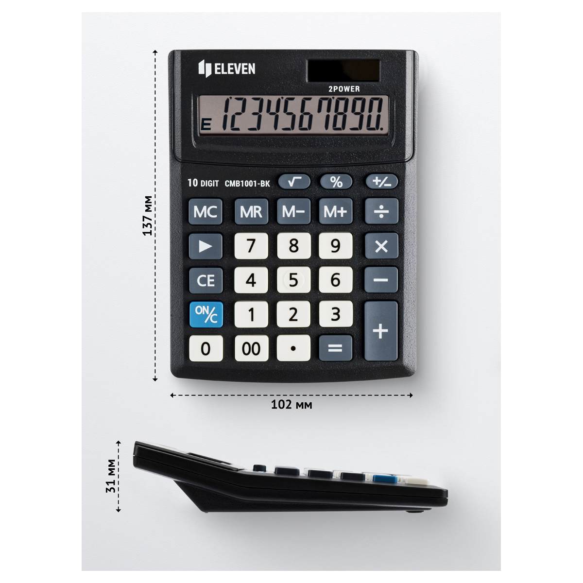картинка Калькулятор настольный, 10 разрядов, 10,2*13,7*3 см, двойное питание, "CMB1001-BK", Eleven от магазина Альфанит в Кунгуре