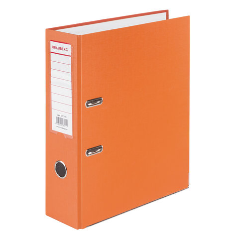 картинка Папка-регистратор, А4, корешок 80 мм, до 600 л, ПВХ, оранжевый, с карманом, BRAUBERG, 227199 от магазина Альфанит в Кунгуре