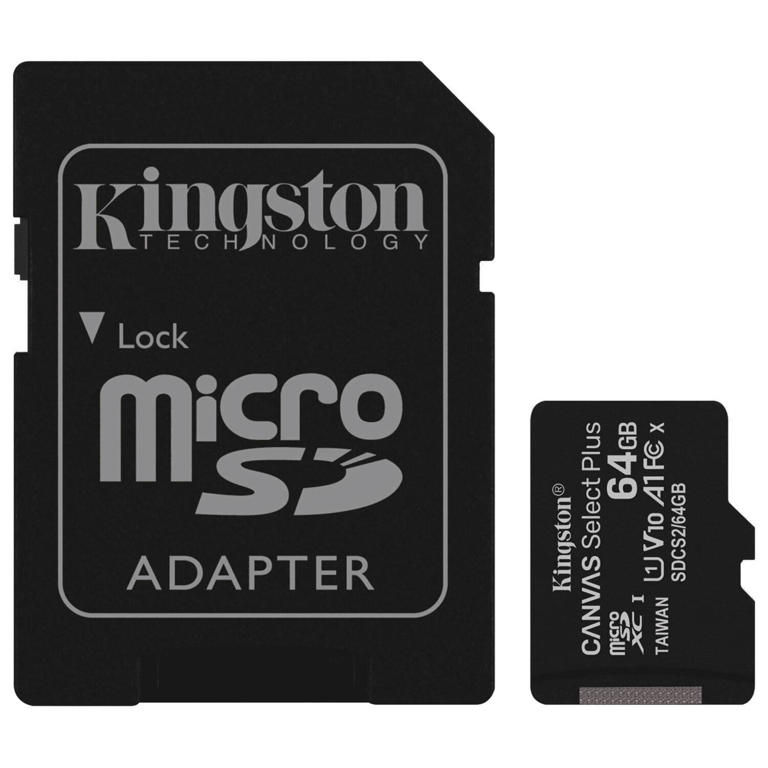 картинка Карта памяти micro-SDXC Kingston 64 GB Class 10, с адаптером, Canvas Select Plus UHS-I от магазина Альфанит в Кунгуре