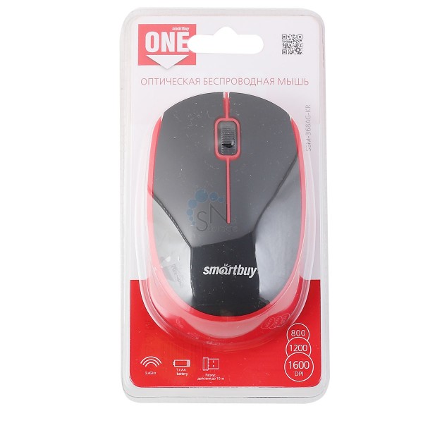 картинка Мышь беспроводная SmartBuy 368AG, 800-1800 dpi, черный/красный, SBM-368AG-KR от магазина Альфанит в Кунгуре