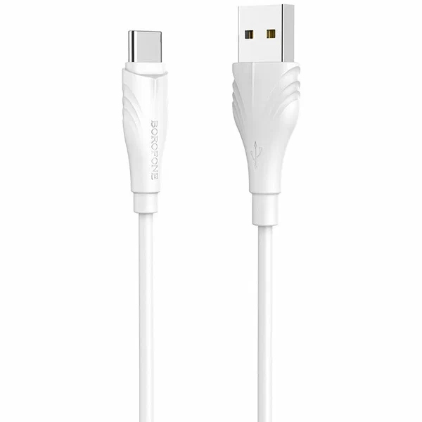 картинка Кабель зарядный Borofone BX18 USB 2.0 AM — USB Type C, 3,0 м, белый от магазина Альфанит в Кунгуре