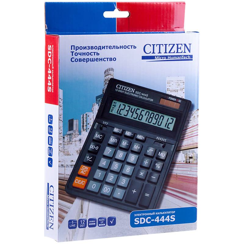 картинка Калькулятор настольный, 12 разрядов, 19,9*15 см, двойное питание, CITIZEN, SDC-444S от магазина Альфанит в Кунгуре