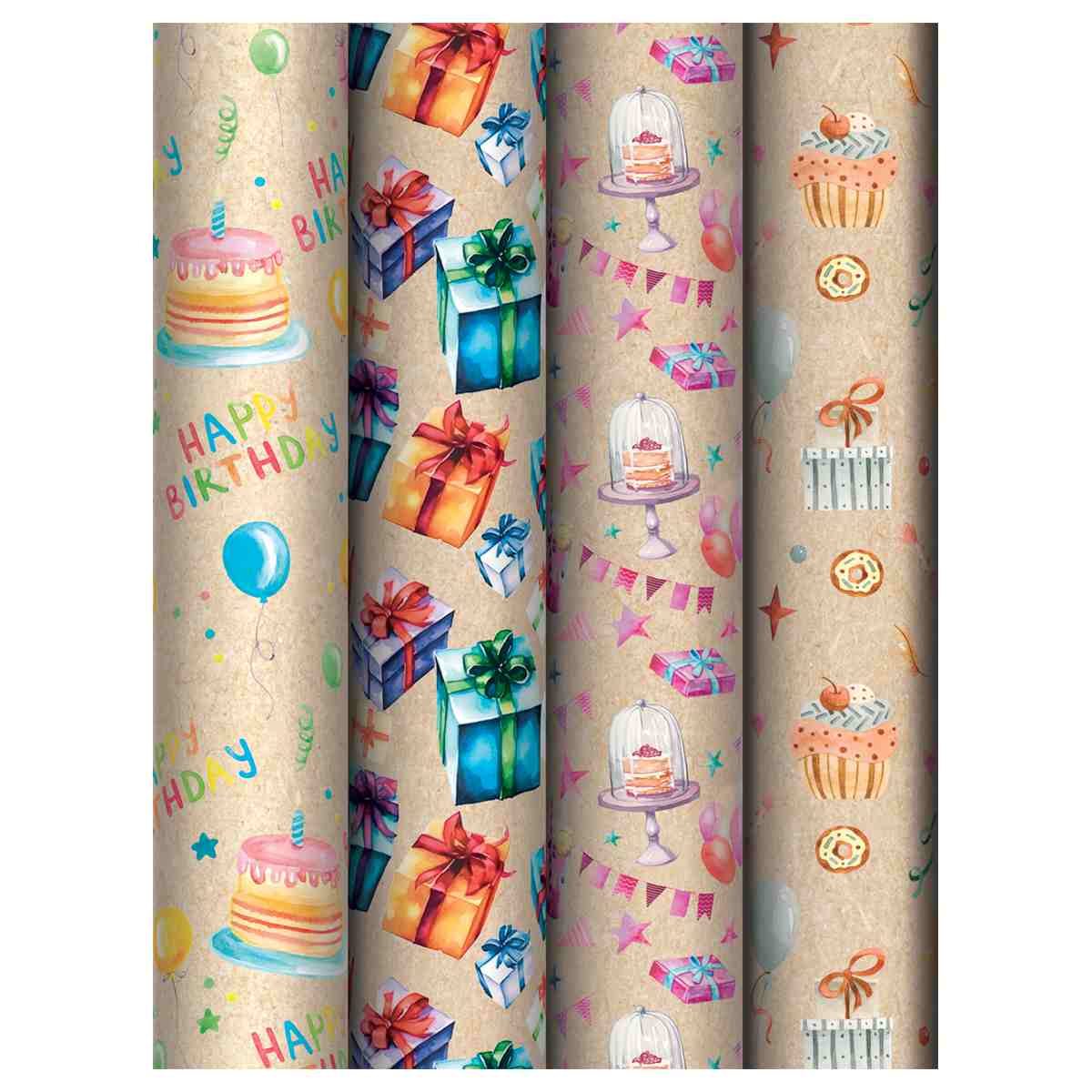 картинка Бумага упаковочная крафтовая, 70*100 см, 70 г/м2, "Happy birthday", MESHU, MS_62814 от магазина Альфанит в Кунгуре