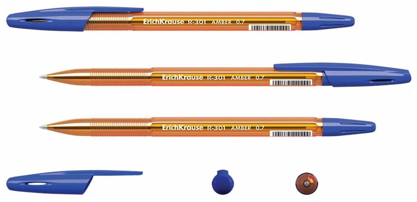 картинка Ручка шариковая, 0,7 мм, синяя, корп. оранжевый, "R-301 Amber", Erich Krause, 31058 от магазина Альфанит в Кунгуре