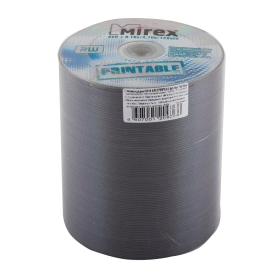 картинка Диски DVD+R Mirex Full Inkjet Print SP, 100 шт, 16x 4.7 Gb, бокс, полная заливка, UL130089A1T от магазина Альфанит в Кунгуре