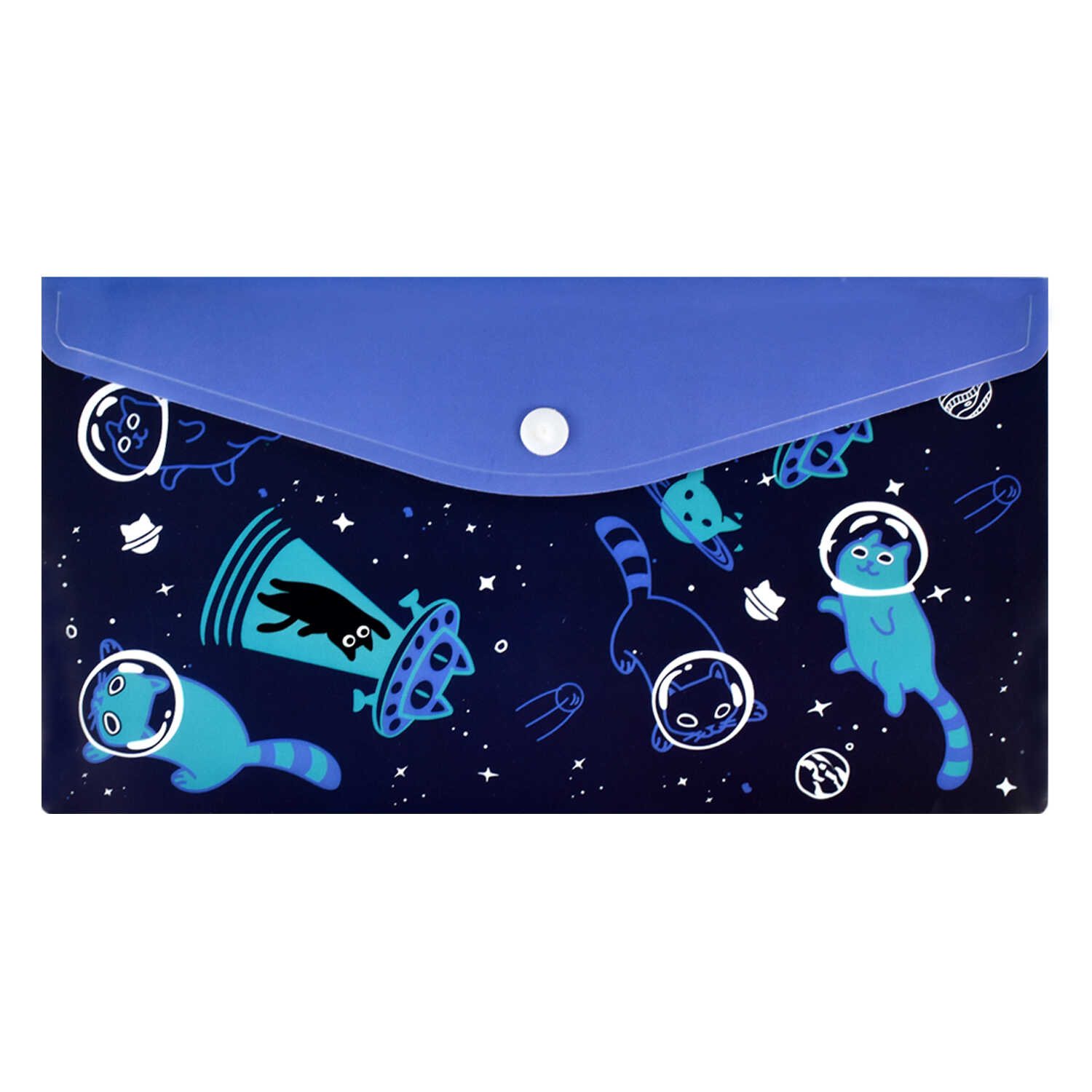 картинка Папка-конверт на кнопке, 26*14 см, "Коты в космосе", Феникс+, 59374 от магазина Альфанит в Кунгуре