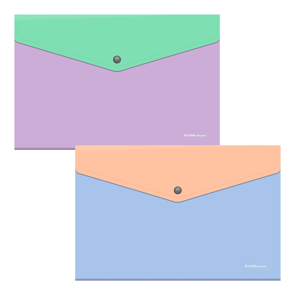картинка Папка-конверт на кнопке, А4, 180 мкм, ассорти, с дополнительным карманом, "Matt Pastel Bloom", Erich Krause, 61149 от магазина Альфанит в Кунгуре