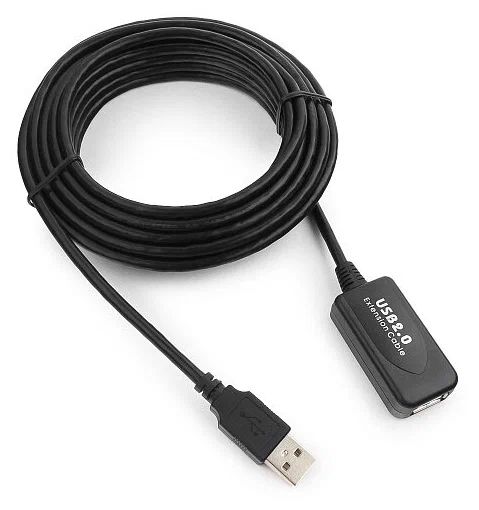 картинка Кабель удлинитель Cablexpert USB 2.0 AM — USB 1.1 AF, 4,8 м, черный, UAE016-BLACK от магазина Альфанит в Кунгуре