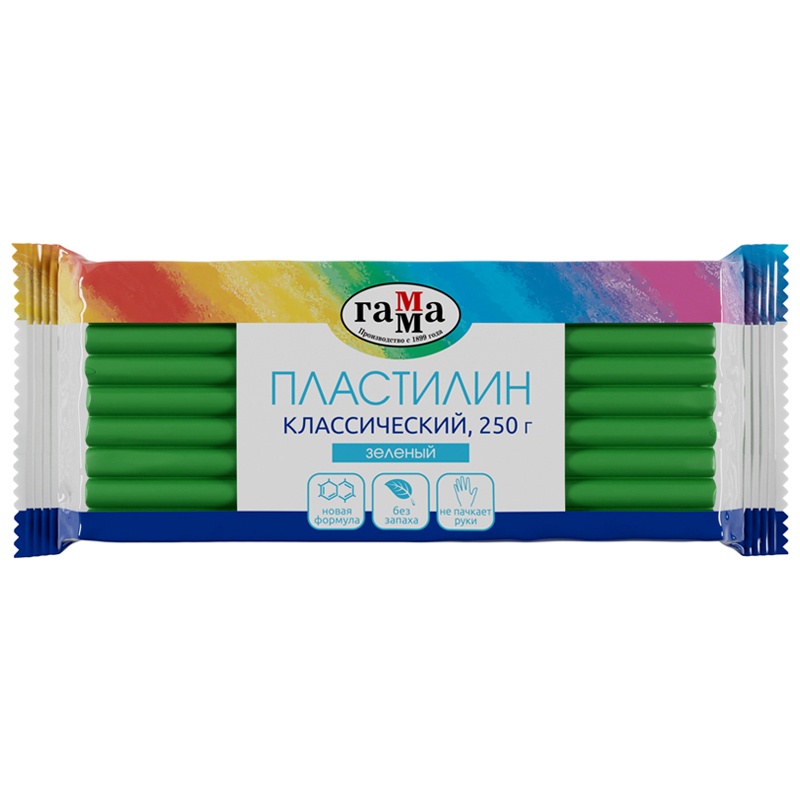 картинка Пластилин, 1 цв, 1 шт, 250 гр, зеленый, "Классика", Гамма, 270818_04 от магазина Альфанит в Кунгуре