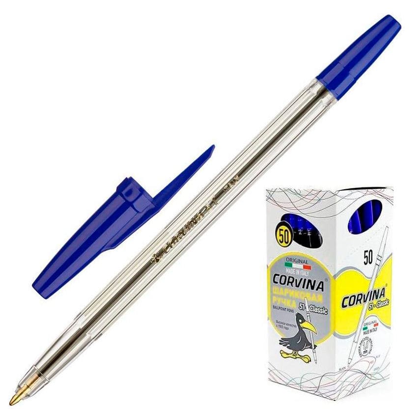 картинка Ручка шариковая, 0,7 мм, синяя, корп. прозрачный, "51", CORVINA, 40383/02/28311 от магазина Альфанит в Кунгуре
