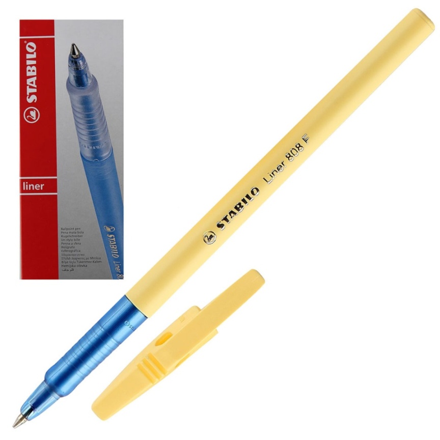 картинка Ручка шариковая, 0,7 мм, синяя, корп. ванильный, "Liner 808 Pastel", STABILO, 808FP1041-5 от магазина Альфанит в Кунгуре