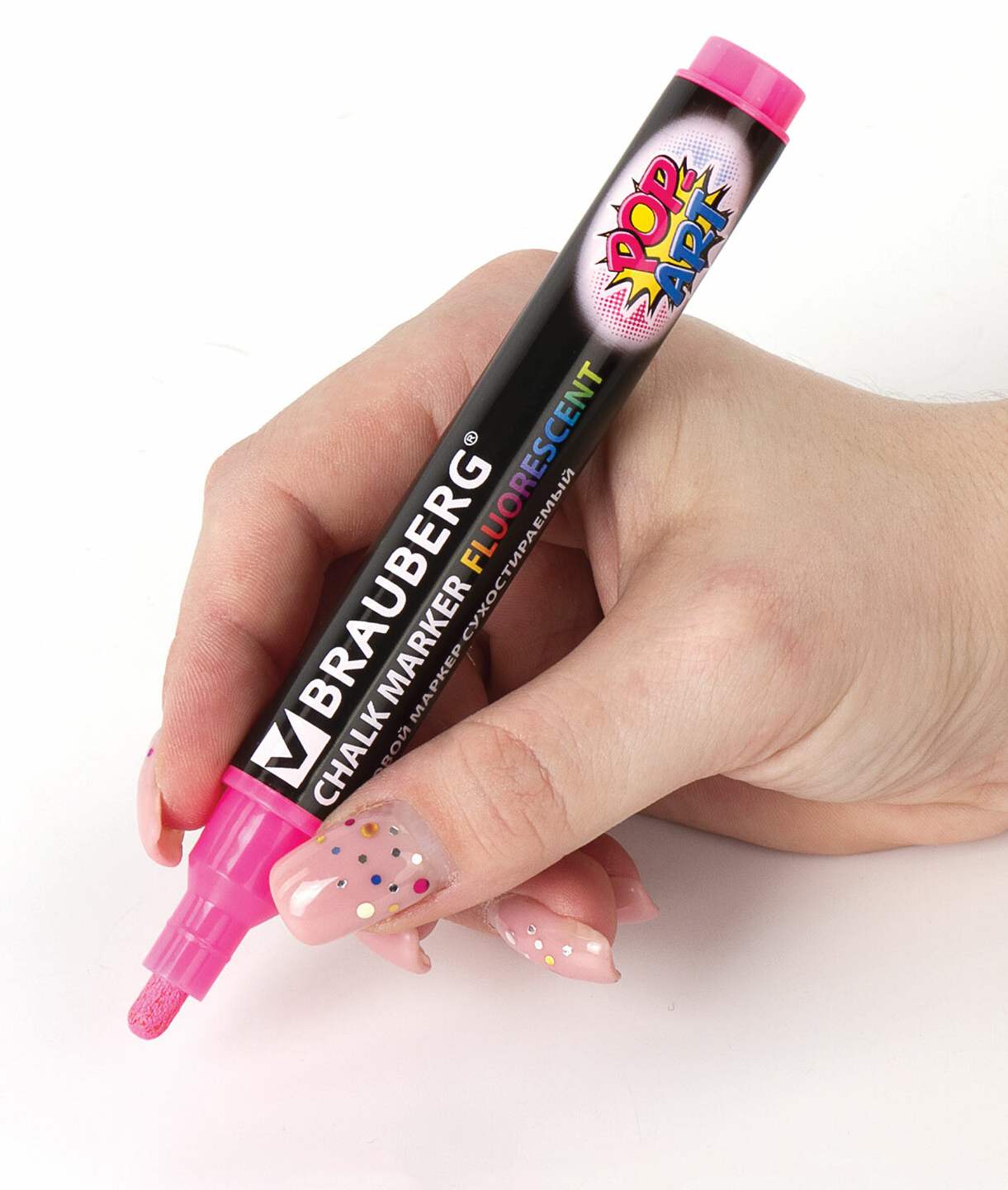 картинка Маркер меловой, 5 мм, розовый, стираемый, "Pop-Art", BRAUBERG, 151530 от магазина Альфанит в Кунгуре