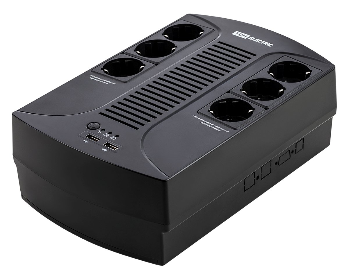 картинка ИБП TDM 850ВА, USB, 6 EURO розетки, SQ1204-0002 от магазина Альфанит в Кунгуре