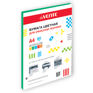 картинка Бумага офисная цветная, А4, 20 л, 1 цв, 80 г/м2, зеленый интенсив, deVente, 2072917 от магазина Альфанит в Кунгуре