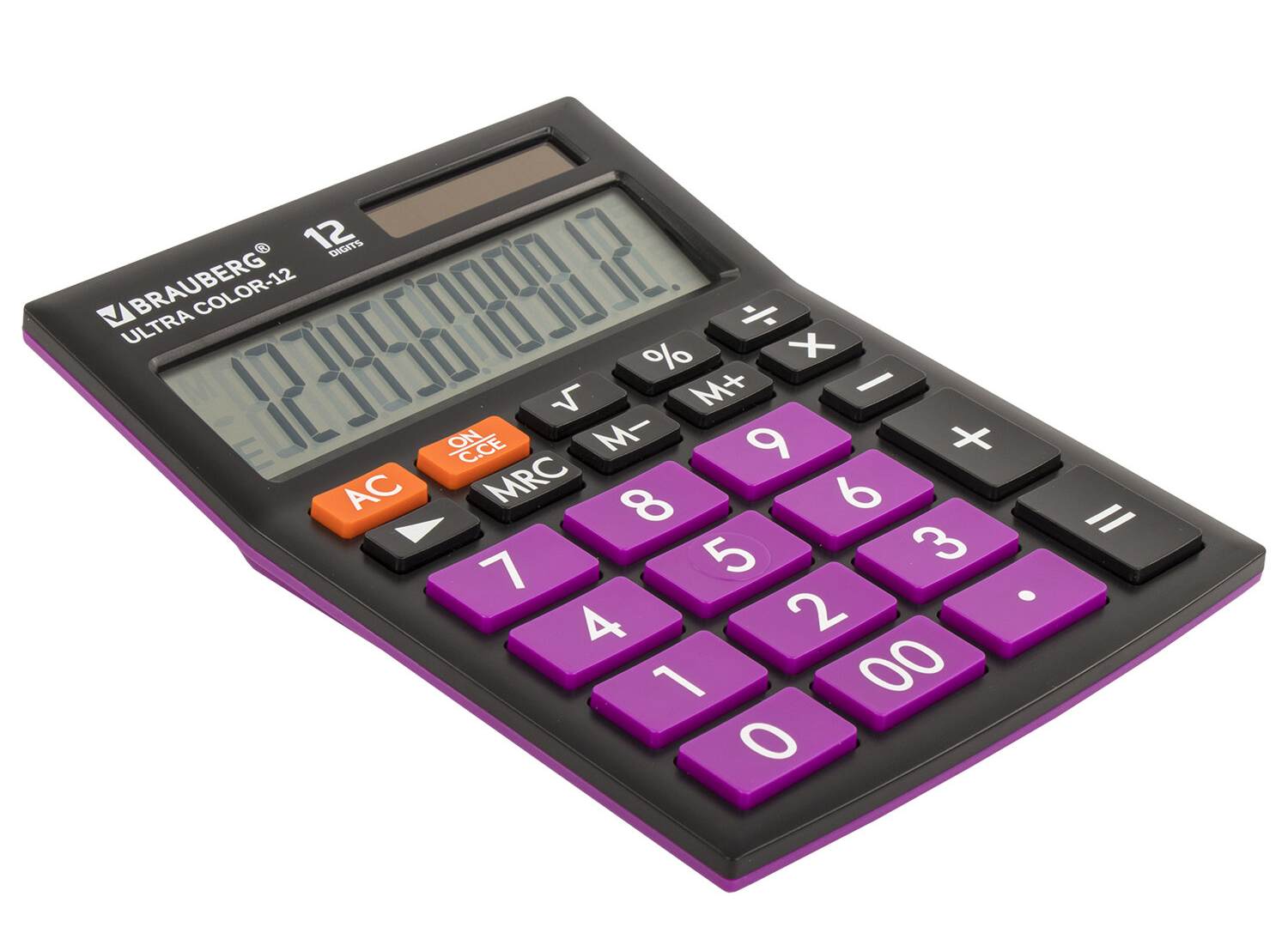 картинка Калькулятор настольный, 12 разрядов, 19,2*14,3 см, двойное питание, черно-фиолетовый, "COLOR-12-BKPR", BRAUBERG, 250501 от магазина Альфанит в Кунгуре