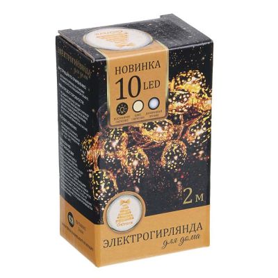 картинка Гирлянда нить, 2 м, шампань, 10LED, "Фонарь", Сноу Бум, 381-225 от магазина Альфанит в Кунгуре