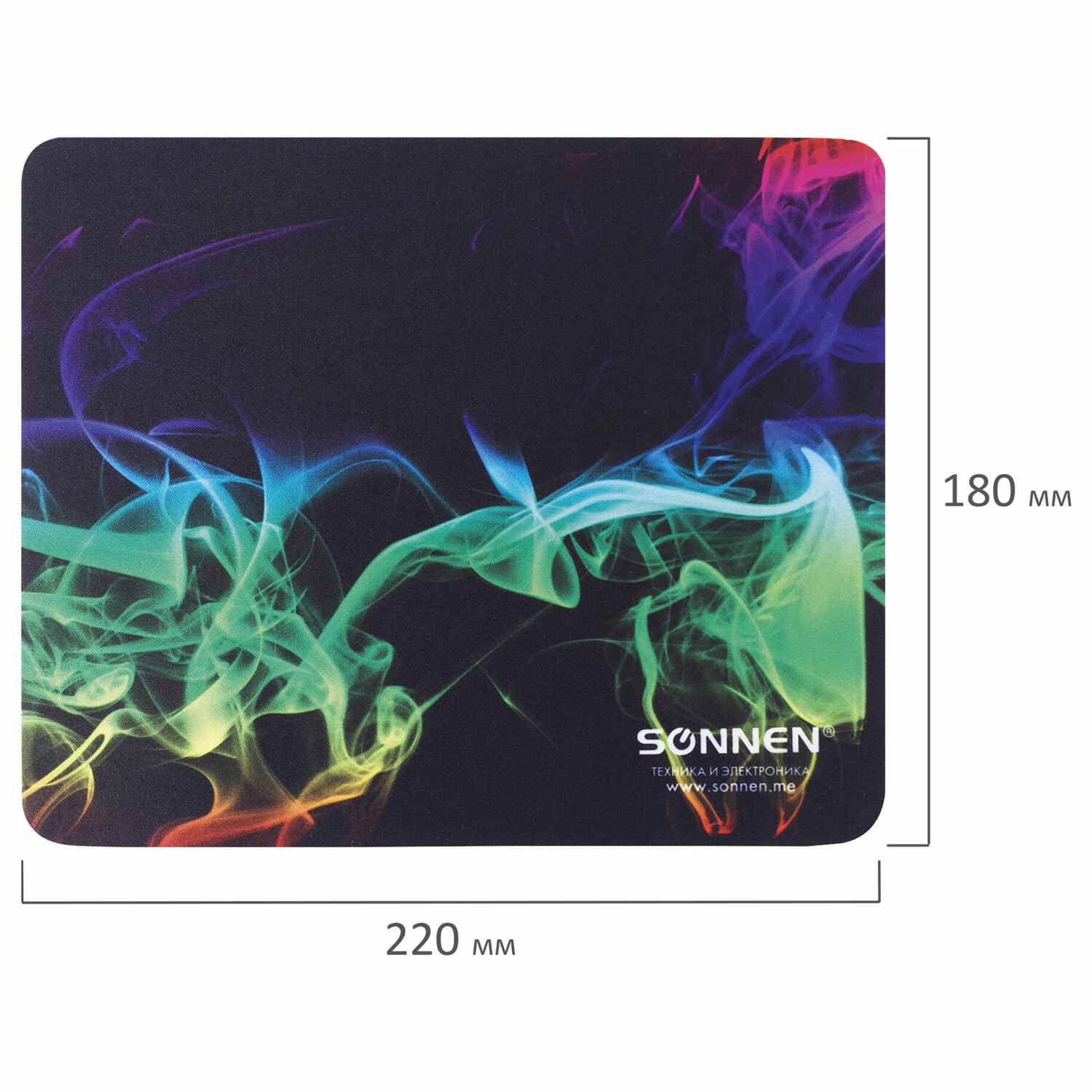 картинка Коврик для мыши SONNEN "Smoke", 220*180*3 мм, ткань/резина, 513289 от магазина Альфанит в Кунгуре