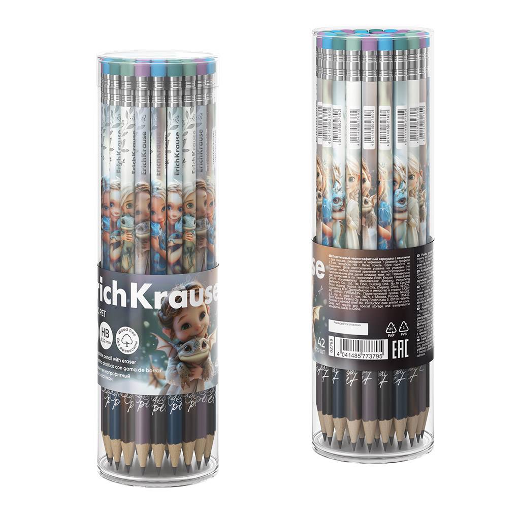 картинка Карандаш чернографитный, HB (ТМ), пластик, заточен, с ластиком, "Magic Pet", Erich Krause, 62769 от магазина Альфанит в Кунгуре