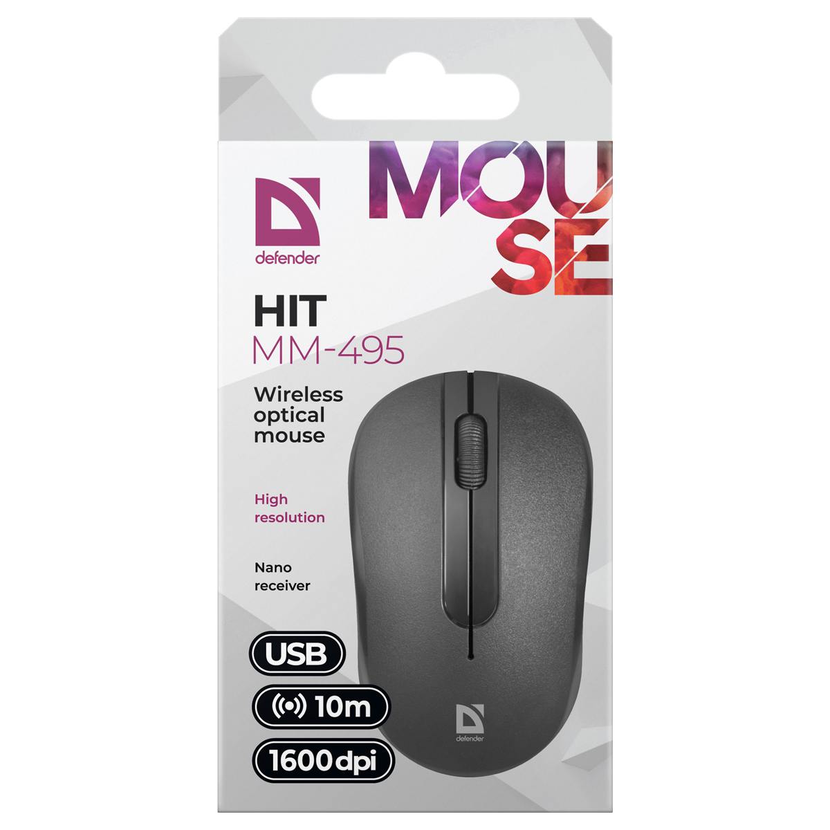картинка Мышь беспроводная Defender Hit MM-495, 1600 dpi, USB, черный, 52495 от магазина Альфанит в Кунгуре