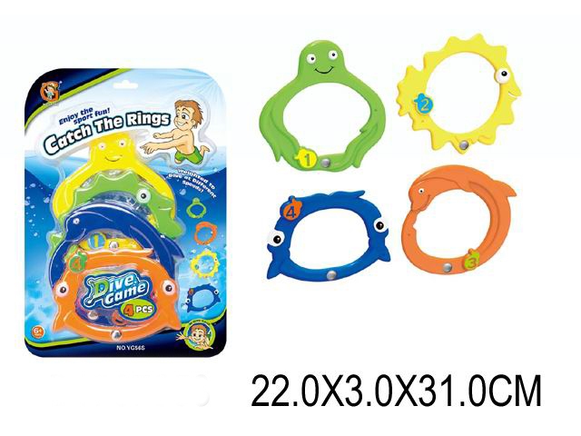 картинка Набор игрушек для купания, 4 шт, 22*31 см, пластик, "Кольца для ныряния", YG56S, 1211593 от магазина Альфанит в Кунгуре