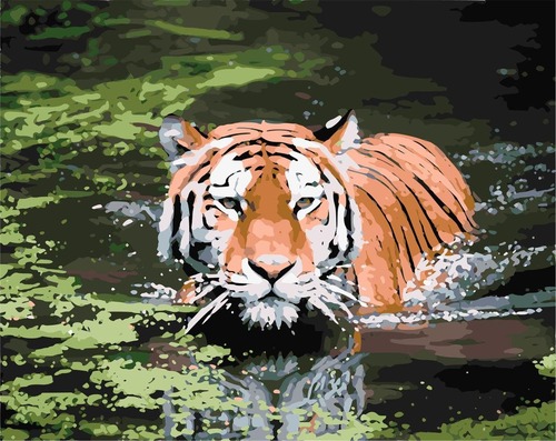 картинка Картина по номерам, 30*40 см, "Тигр в воде", HS3013 от магазина Альфанит в Кунгуре