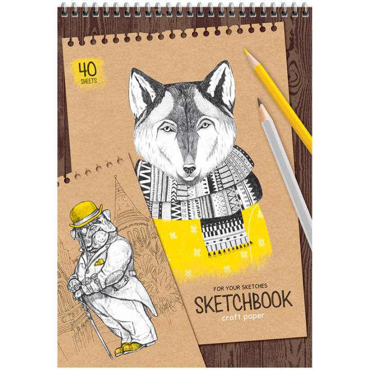 картинка Скетчбук, А4, 40 л, 80 г/м2, спираль, крафт, "Craft style", ArtSpace, СкA440грв_38354 от магазина Альфанит в Кунгуре
