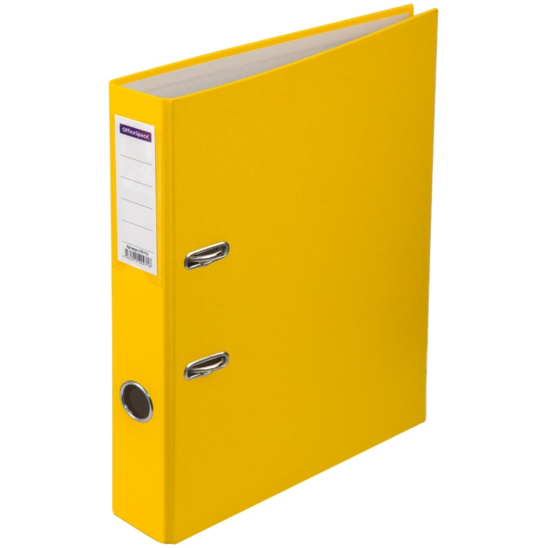 картинка Папка-регистратор, А4, корешок 50 мм, до 450 л, бумвинил, желтый, с карманом, OfficeSpace, 270112 от магазина Альфанит в Кунгуре