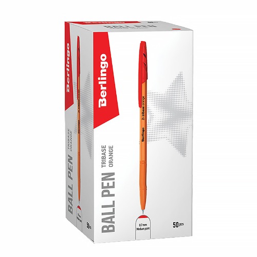 картинка Ручка шариковая, 0,7 мм, красная, корп. оранжевый, "Tribase Orange", Berlingo от магазина Альфанит в Кунгуре