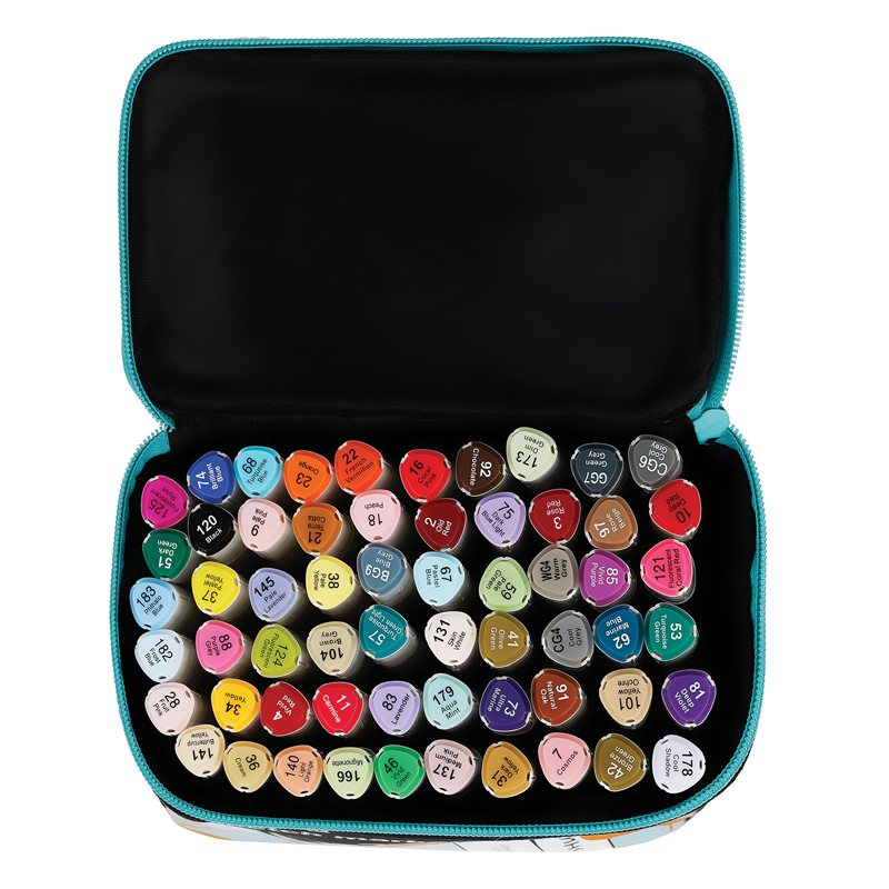 картинка Скетч-маркеры двусторонние, 60 цв, 60 шт, трехгранный корпус, в сумке, основные цвета, MESHU, MS_53431 от магазина Альфанит в Кунгуре