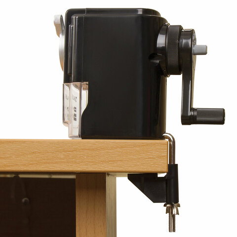 картинка Точилка механическая, металлический механизм, черный, крепление к столу, "STYLE", BRAUBERG, 228482 от магазина Альфанит в Кунгуре
