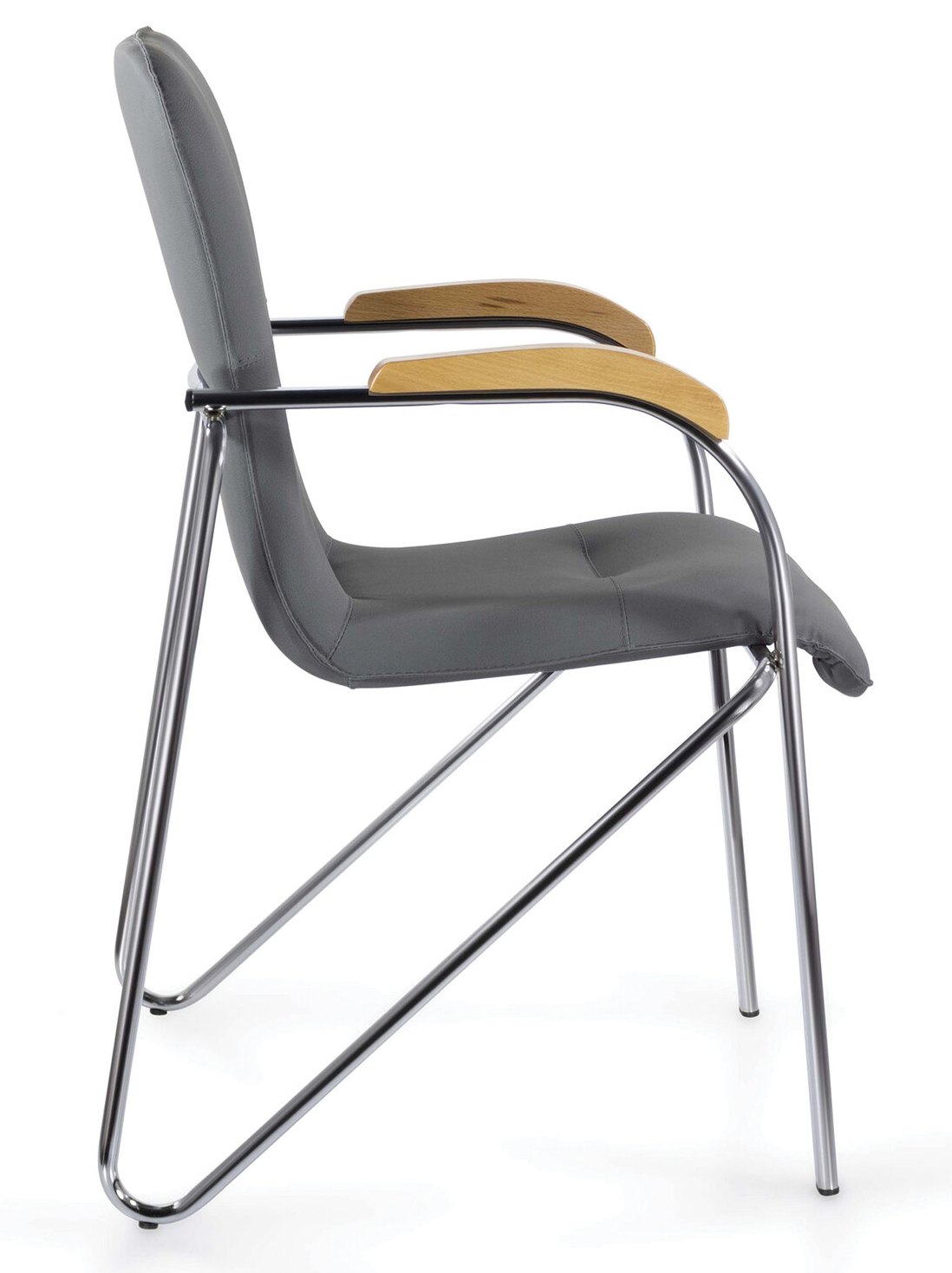 картинка Стул для персонала и посетителей BRABIX "Samba CF-103", кожзам, серый, накладки бук, 532758 от магазина Альфанит в Кунгуре