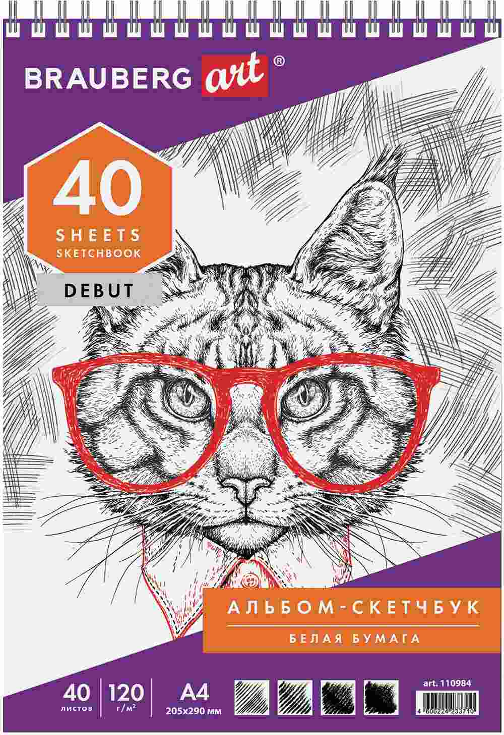 картинка Скетчбук, А4, 40 л, 120 г/м2, спираль, BRAUBERG, 110984 от магазина Альфанит в Кунгуре