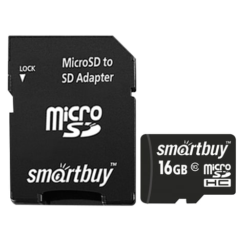 картинка Карта памяти micro-SD SmartBuy 16 GB Class 10, с адаптером, SB16GBSDCL10-01 UHS-I от магазина Альфанит в Кунгуре