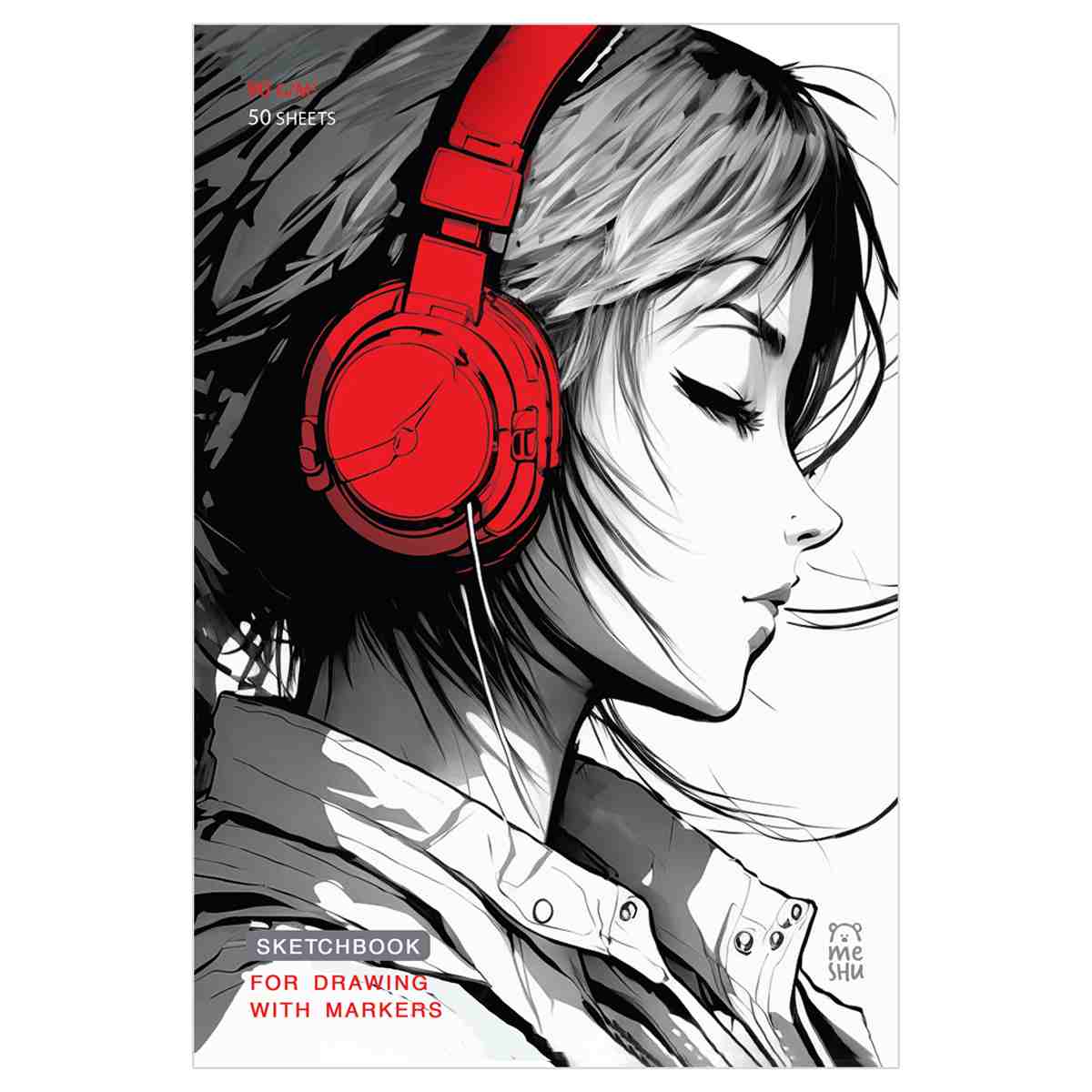картинка Скетчбук, А5, 50 л, 90 г/м2, белый, "Girl and music", MESHU, MS_53574 от магазина Альфанит в Кунгуре