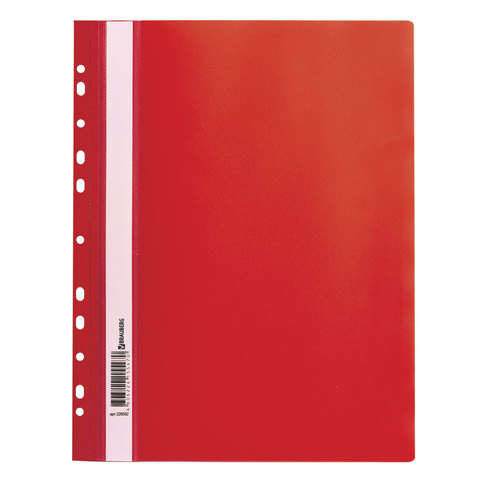 картинка Папка-скоросшиватель с прозрачным верхом, А4, 140/180 мкм, красный, с перфорацией, BRAUBERG, 226582 от магазина Альфанит в Кунгуре