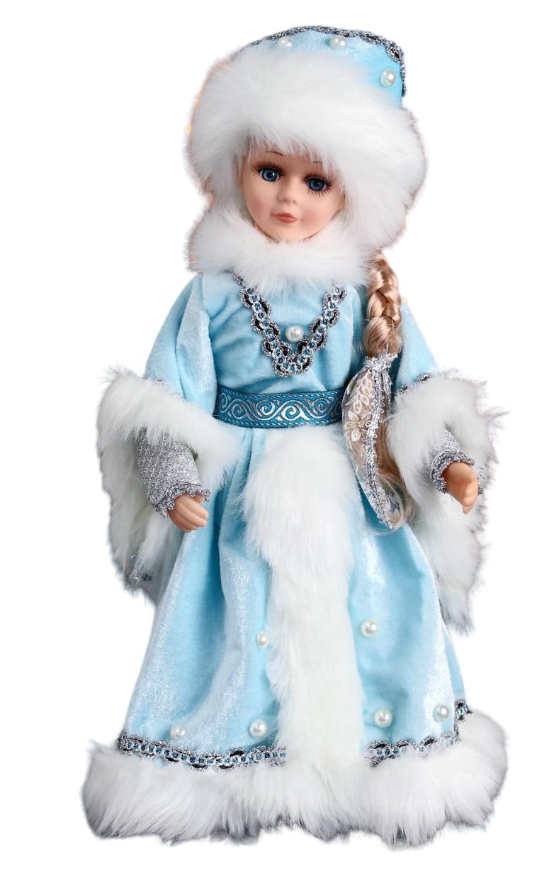 картинка Снегурочка, 17*40 см, двигается, в голубой шубке с бусинками, 6939408 от магазина Альфанит в Кунгуре