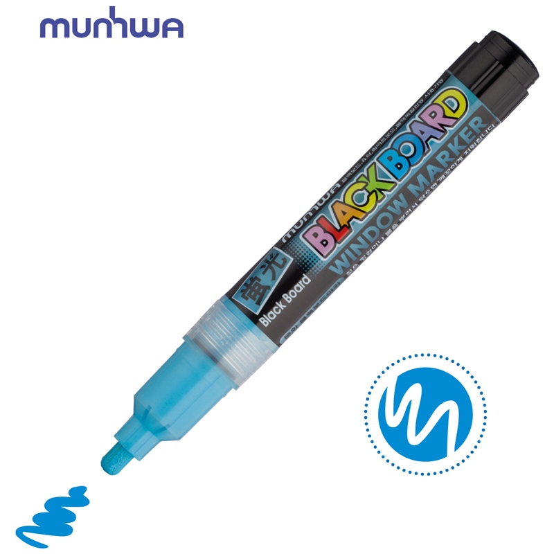 картинка Маркер меловой, 3 мм, голубой, водная основа, "Black Board Marker", MunHwa, BM-02 от магазина Альфанит в Кунгуре