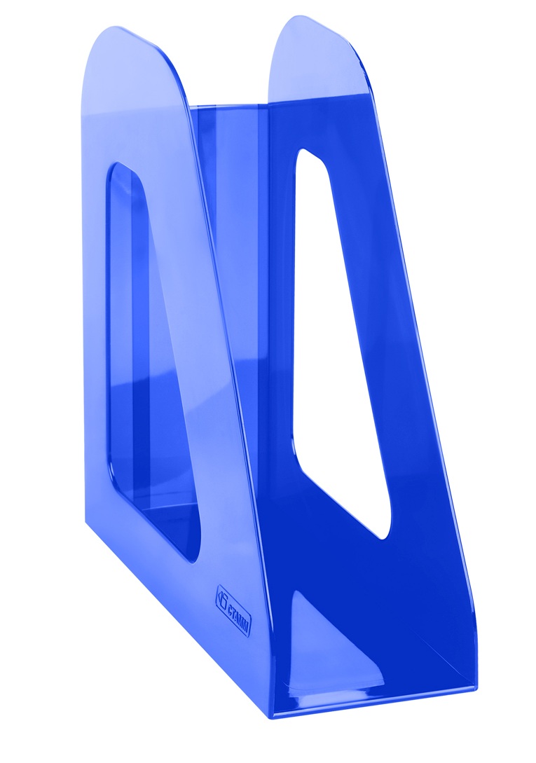 картинка Лоток для бумаг вертикальный 1 отдел, 90 мм, пластик, синий тонированный, "Фаворит", СТАММ, ЛТВ-30556 от магазина Альфанит в Кунгуре