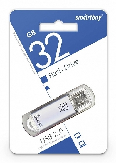 картинка Флеш-диск SmartBuy 32 GB USB 2.0, V-Cut, серебро, SB32GBVC-S от магазина Альфанит в Кунгуре