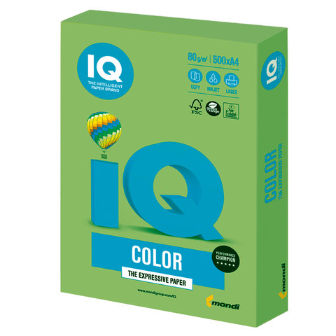 картинка Бумага офисная цветная, А4, 500 л, 1 цв, 80 г/м2, зеленый, IQ, LG46 от магазина Альфанит в Кунгуре