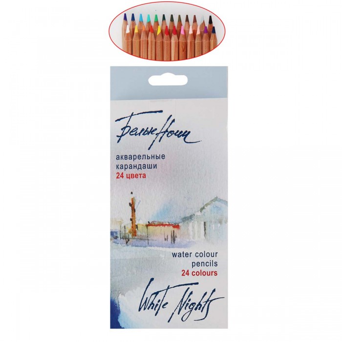 картинка Карандаши цветные акварельные художественные, 24 цв, 24 шт, Белые ночи, 158411253 от магазина Альфанит в Кунгуре