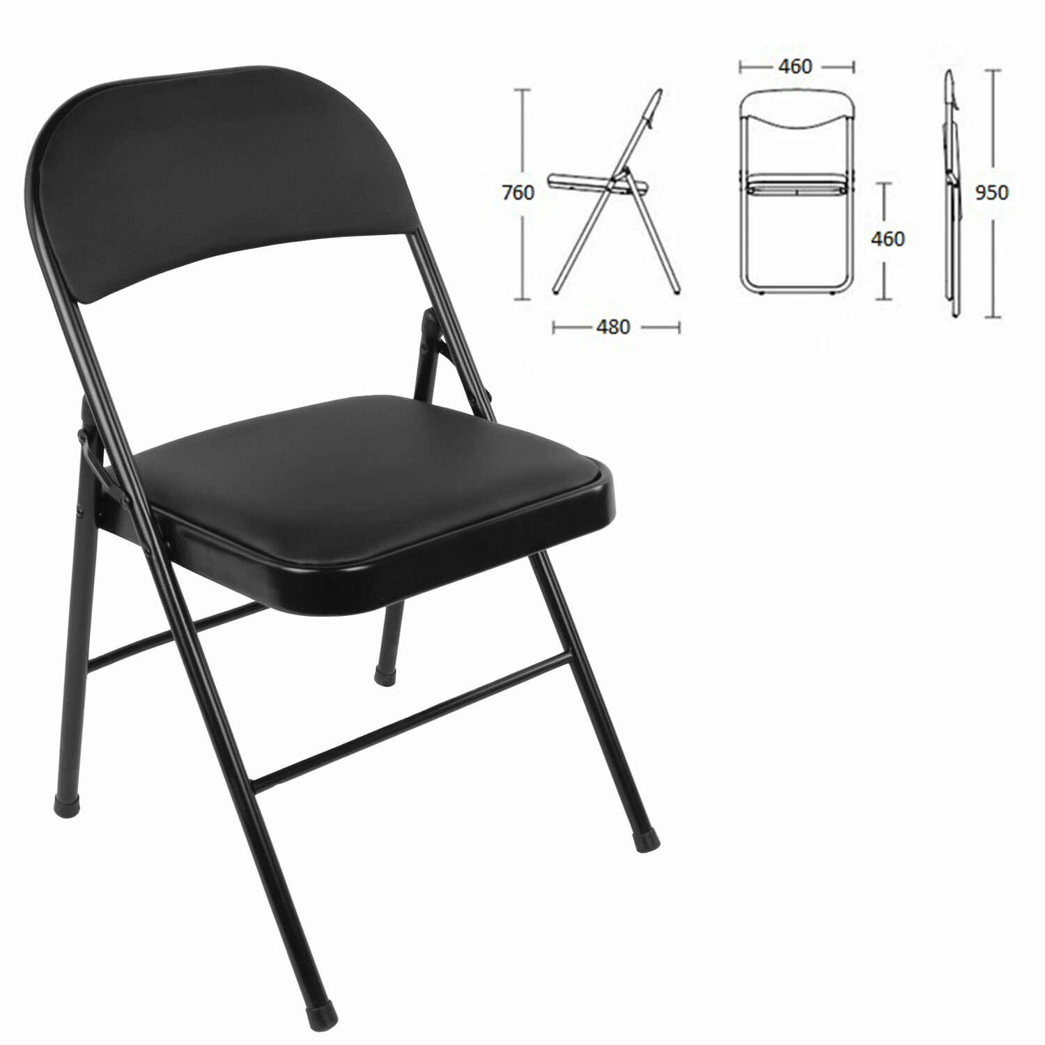 картинка Стул складной BRABIX "Golf Plus CF-003 Комфорт", 760*460*480 мм, кожзам/металл, черный, 531566 от магазина Альфанит в Кунгуре