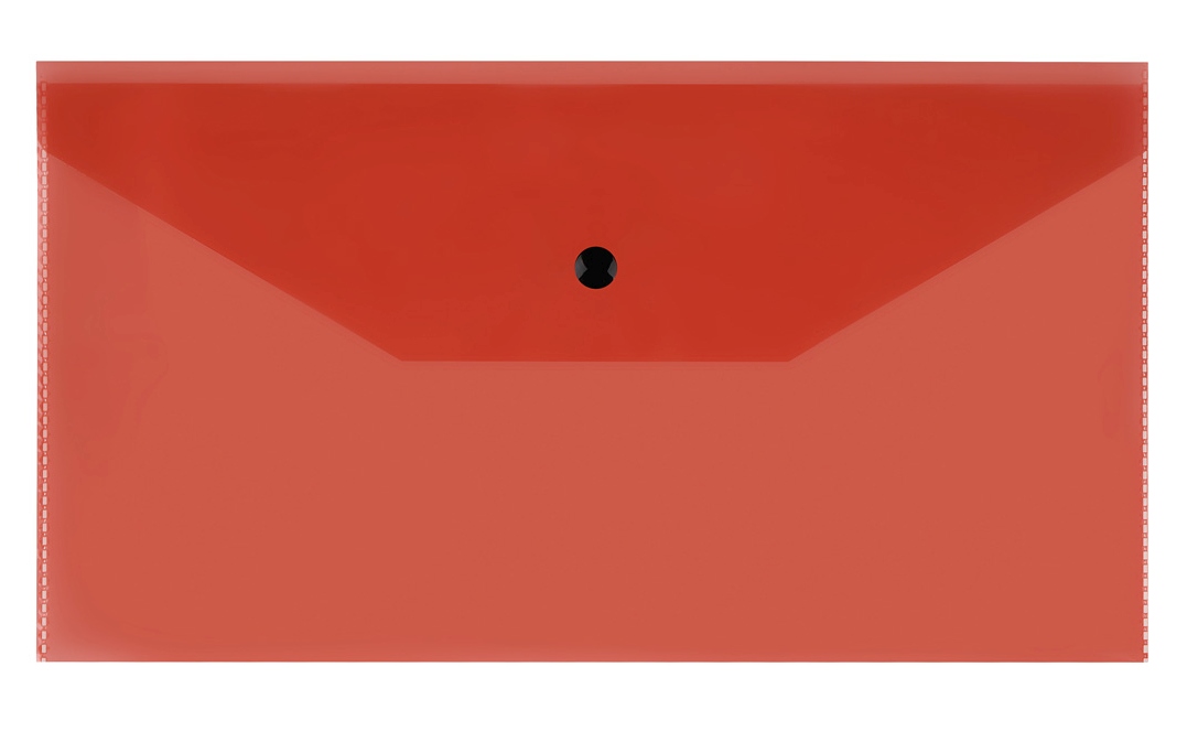 картинка Папка-конверт на кнопке, А6+, 150 мкм, пластик, прозрачный красный, СТАММ, ММ-32283 от магазина Альфанит в Кунгуре
