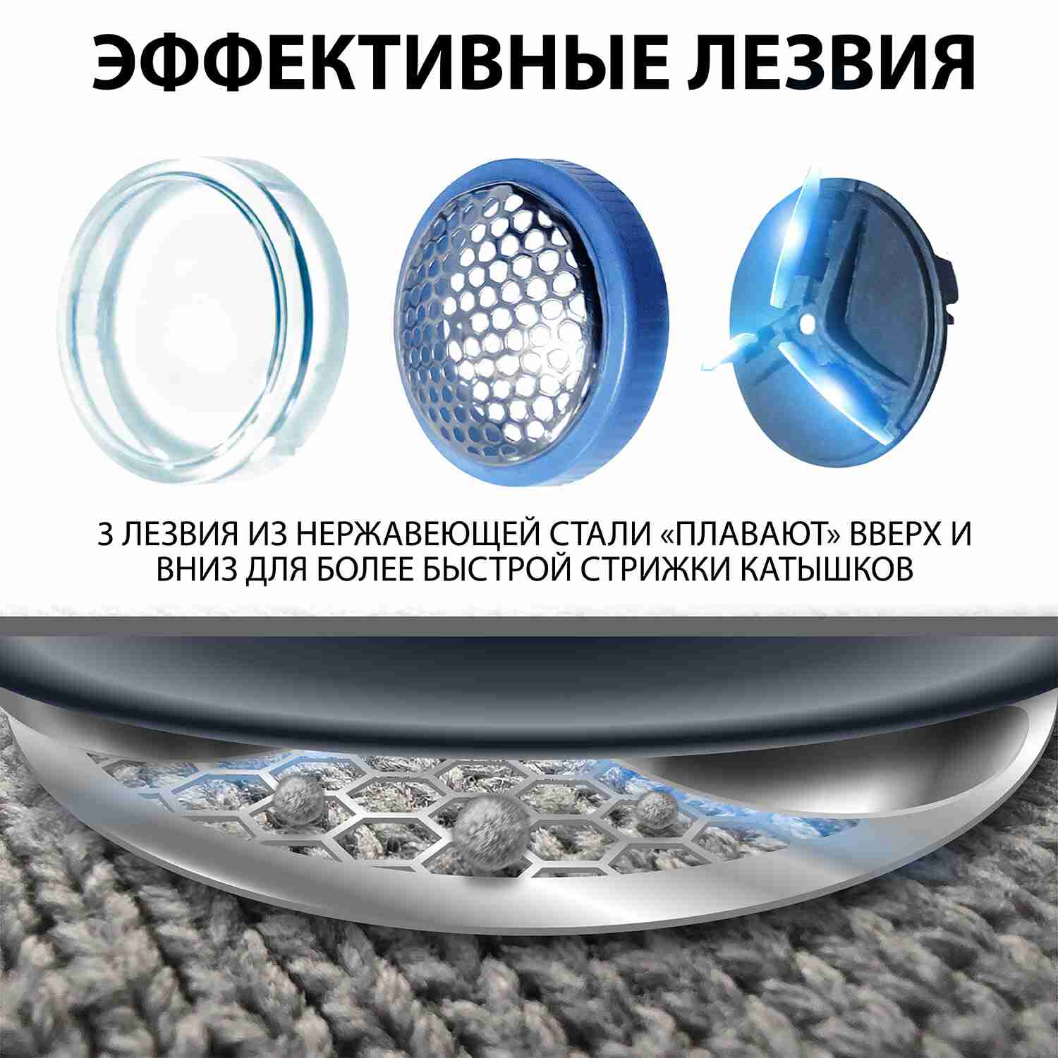 картинка Машинка для удаления катышков с одежды, пластик, белый/голубой, "FS-8809", SONNEN, 455465 от магазина Альфанит в Кунгуре