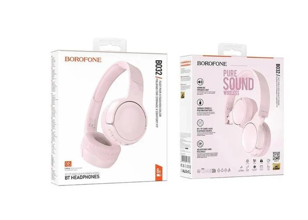 картинка Гарнитура накладная Borofone BO32 Pink, розовый от магазина Альфанит в Кунгуре