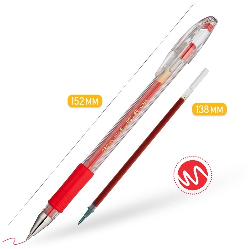 картинка Ручка гелевая, 0,5 мм, красная, грип, "Hi-Jell Grip", Crown, HJR-500RB от магазина Альфанит в Кунгуре