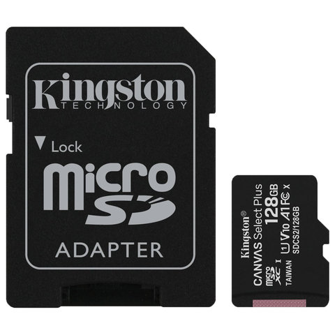 картинка Карта памяти micro-SDXC Kingston 128 GB Class 10, с адаптером, Canvas Select Plus UHS-I U1 от магазина Альфанит в Кунгуре