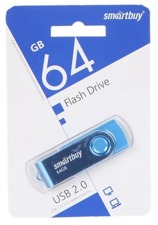 картинка Флеш-диск SmartBuy 64 GB, Twist, синий, SB064GB2TWB от магазина Альфанит в Кунгуре